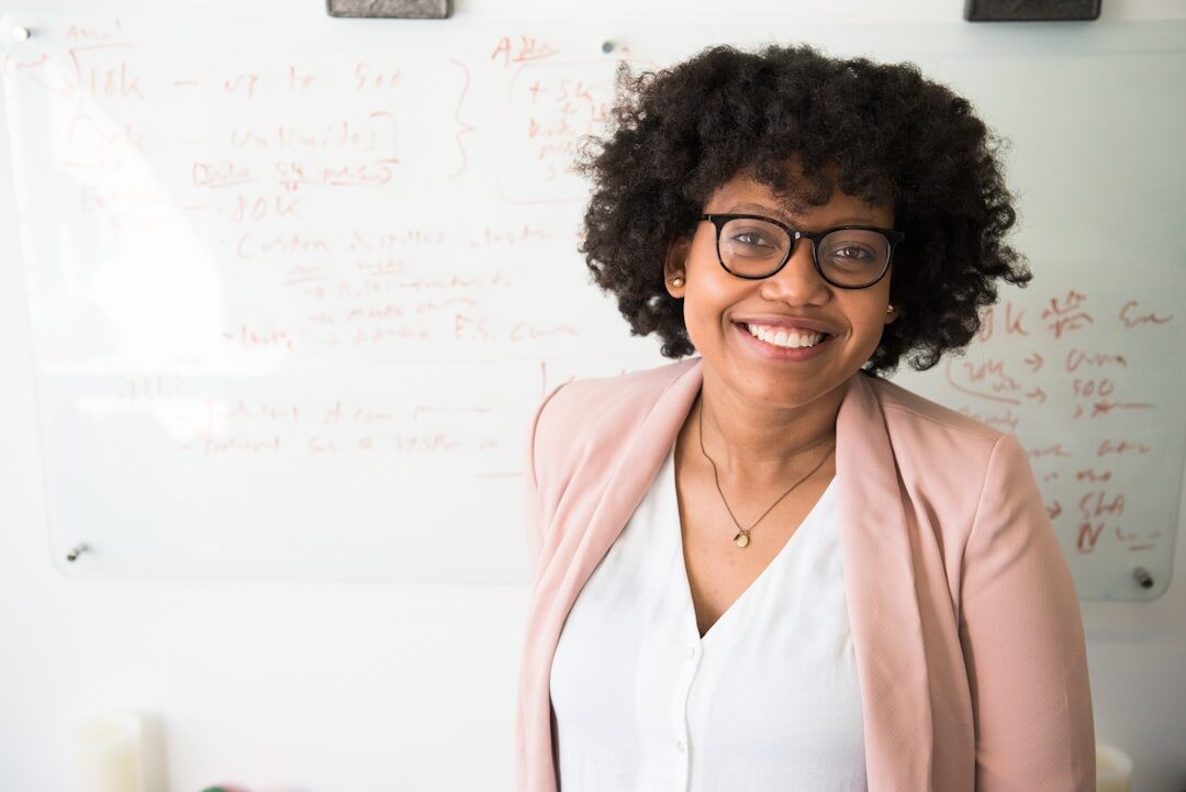 person smiling after presentation