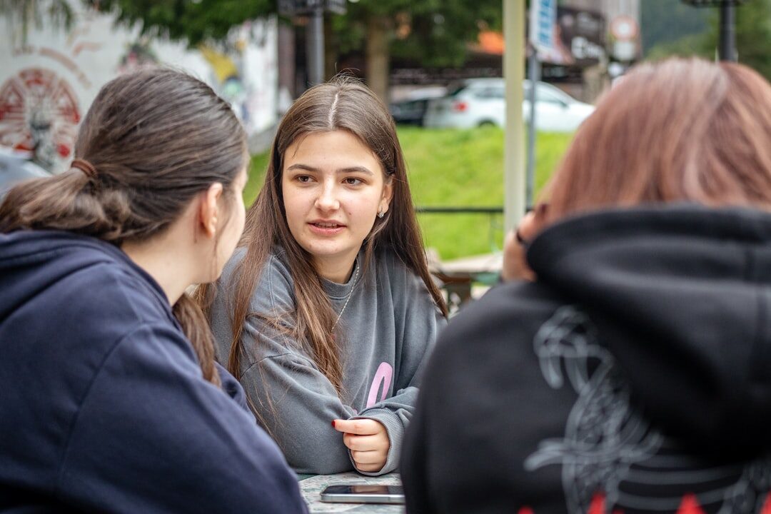 friends chatting outdoors